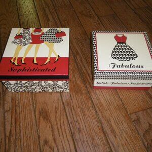 2 Small Fun Stackable Storage / Gift Boxes "Sophisticated" & "Fabulous"